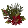 Nearly Natural Poinsettia Candelabrum in Green
