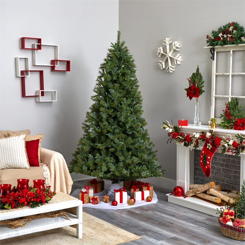Nearly Natural 7.5ft Majestic Multi-Pine Green Christmas Tree with Clear Lights