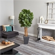 Nearly Natural 5.5ft Fiddle Leaf Artificial Tree in Slate Planter in Green
