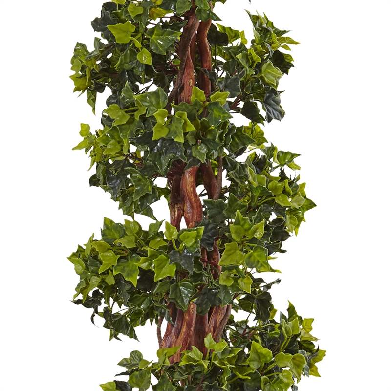 Nearly Natural 4ft English Ivy UV Resistant Tree in White Oval Planter
