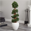 Nearly Natural 4ft English Ivy UV Resistant Tree in White Oval Planter