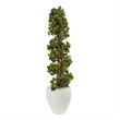 Nearly Natural 4ft English Ivy UV Resistant Tree in White Oval Planter