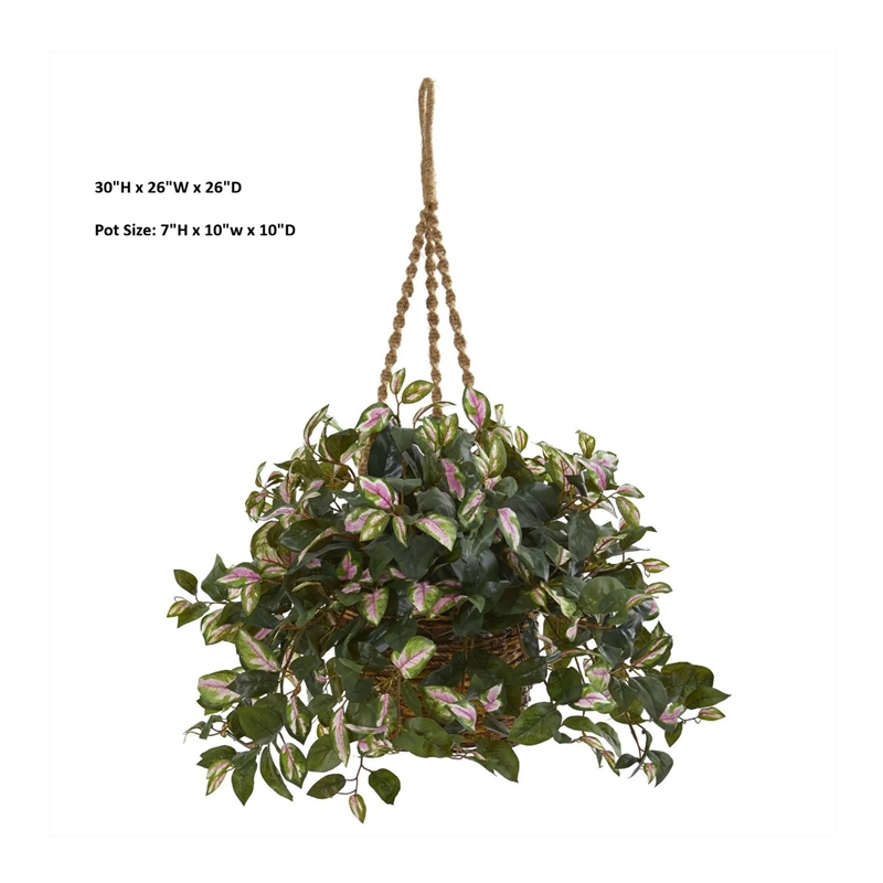 Nearly Natural Hoya Artificial Plant Hanging Basket in Green