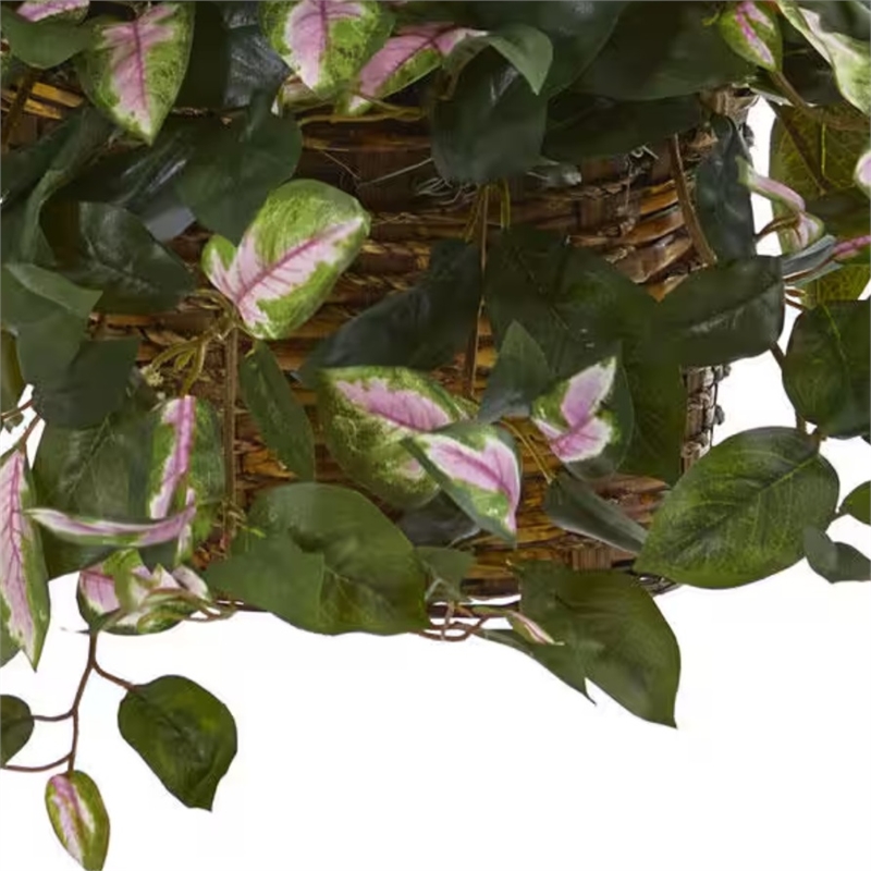 Nearly Natural Hoya Artificial Plant Hanging Basket in Green