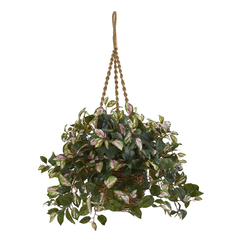 Nearly Natural Hoya Artificial Plant Hanging Basket in Green