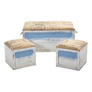 Nearly Natural Ocean Breeze Storage Boxes Bench & Seating Set (Set of 3)