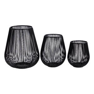 Nearly Natural 6&quot 8&quot & 10&quot Black Metal Wire Tea Votive Lantern Candle Holder