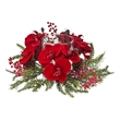 Nearly Natural Orchid Berry & Pine Holiday Candelabrum in Red
