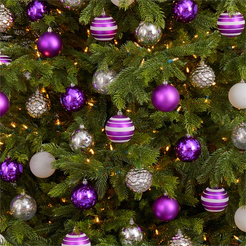 Nearly Natural Holiday Shatterproof 64 Count Christmas Tree Ornament Set