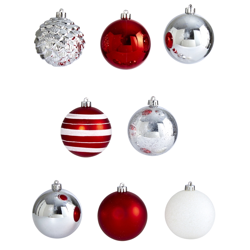 Nearly Natural Holiday Shatterproof 64 Count Christmas Tree Ornament Set