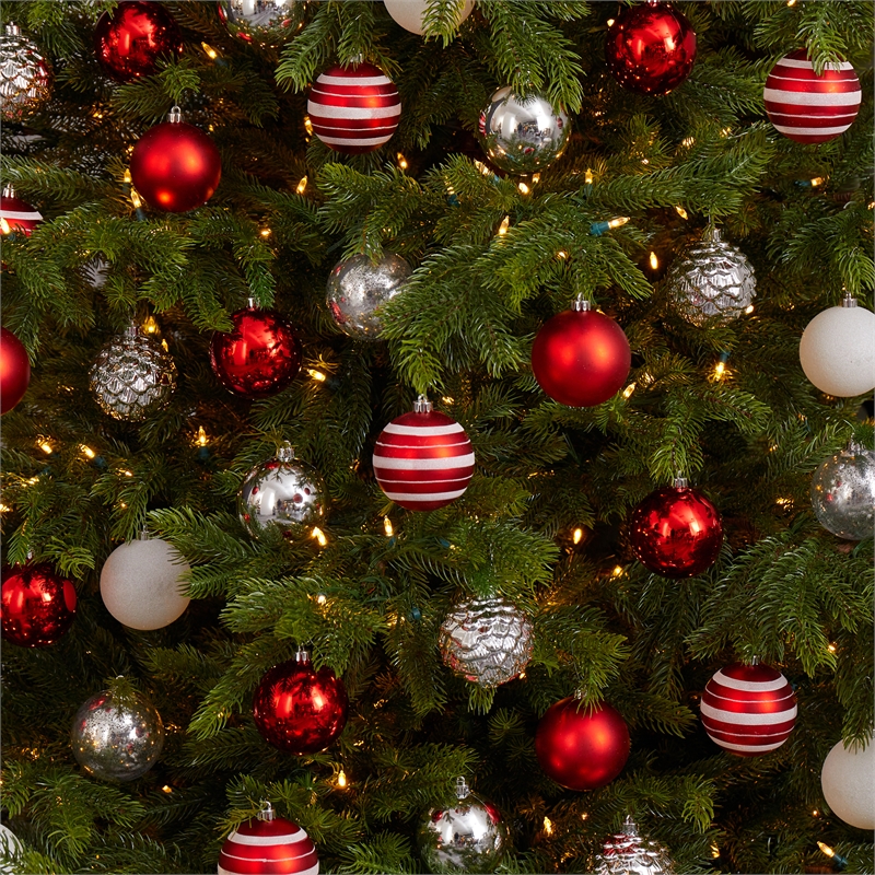 Nearly Natural Holiday Shatterproof 64 Count Christmas Tree Ornament Set
