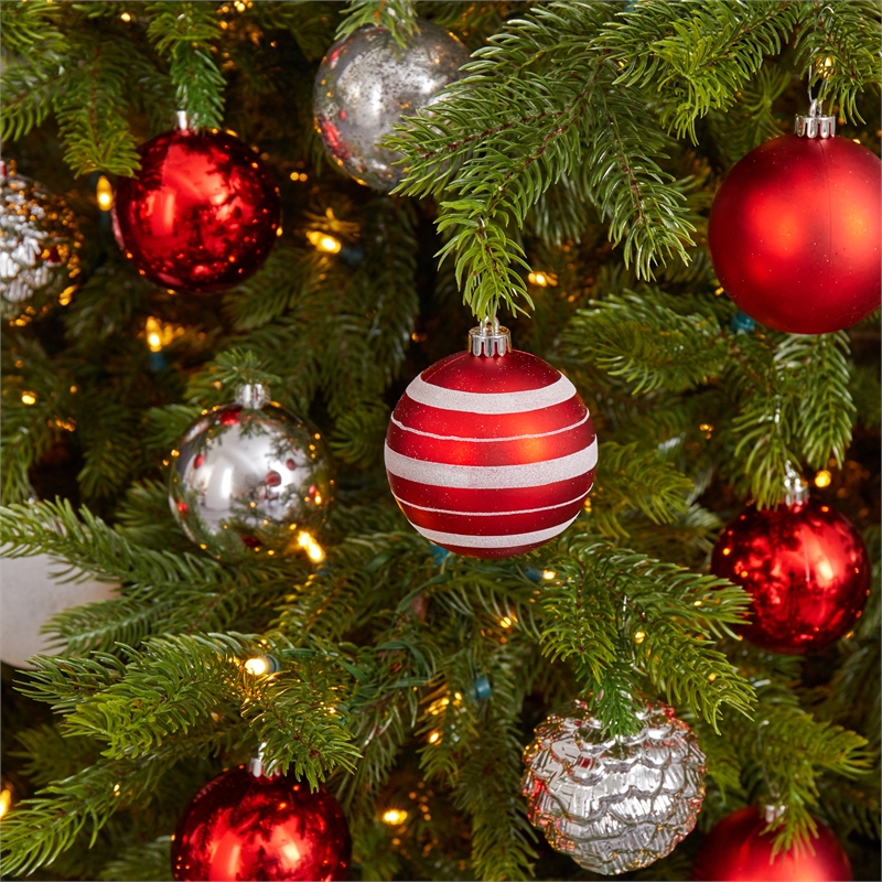 Nearly Natural Holiday Shatterproof 64 Count Christmas Tree Ornament Set