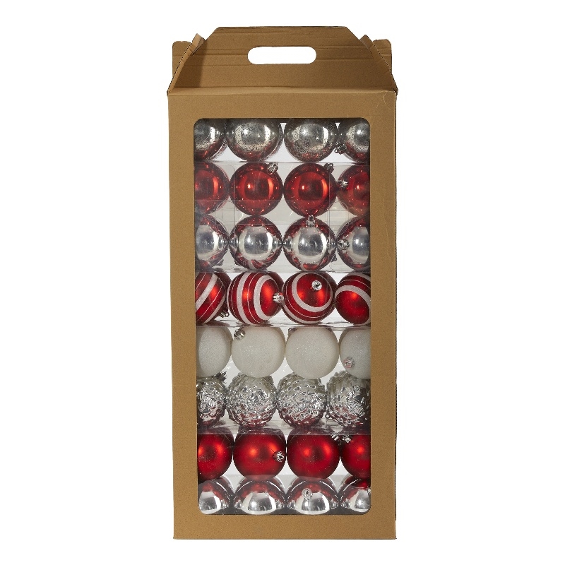 Nearly Natural Holiday Shatterproof 64 Count Christmas Tree Ornament Set