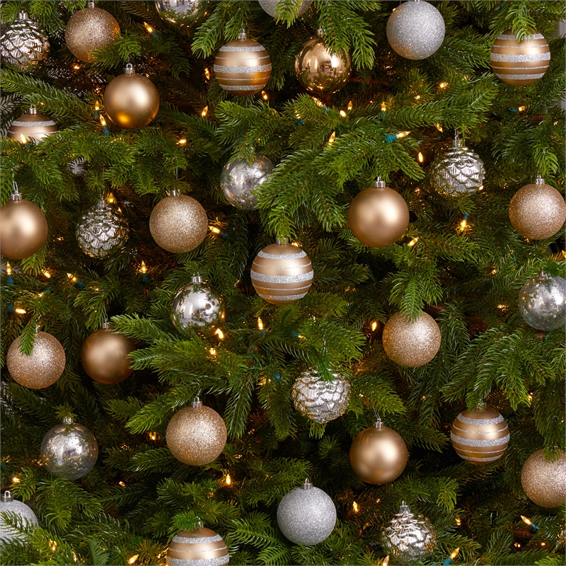 Nearly Natural Holiday Shatterproof 64 Count Christmas Tree Ornament Set