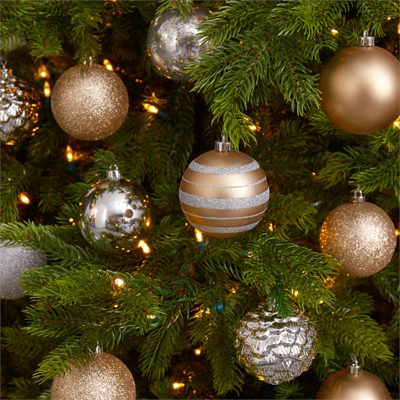 Nearly Natural Holiday Shatterproof 64 Count Christmas Tree Ornament Set