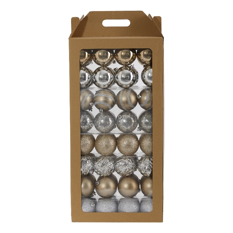 Nearly Natural Holiday Shatterproof 64 Count Christmas Tree Ornament Set