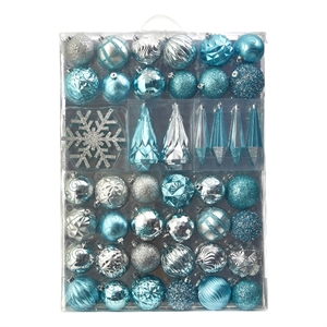 Nearly Natural Holiday Shatterproof 52 Count Christmas Tree Ornament Box Set