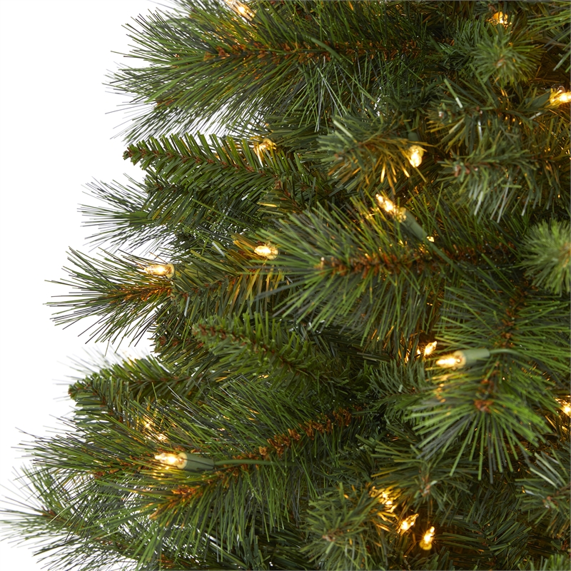 Nearly Natural 7.5ft Slim West Virginia Mountain Pine Christmas Tree w/450