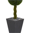 Nearly Natural 5ft Double Ball Boxwood Tree in Slate Planter UV Resistant