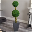 Nearly Natural 5ft Double Ball Boxwood Tree in Slate Planter UV Resistant