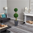 Nearly Natural 5ft Double Ball Boxwood Tree in Slate Planter UV Resistant