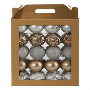Nearly Natural Holiday Shatterproof 40 Count Christmas Tree Ornament Box Set