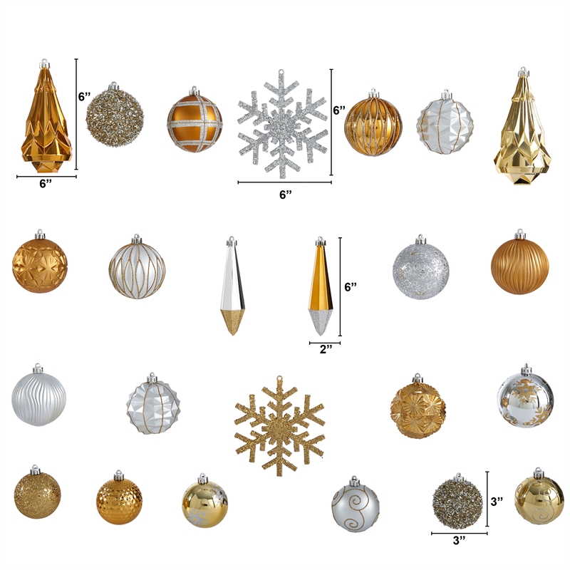 Nearly Natural Holiday Shatterproof 52 Count Christmas Tree Ornament Box Set