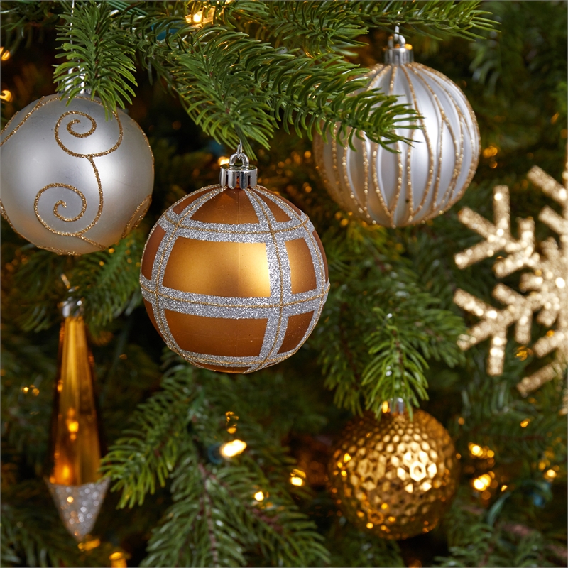 Nearly Natural Holiday Shatterproof 52 Count Christmas Tree Ornament Box Set