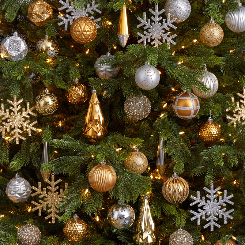 Nearly Natural Holiday Shatterproof 52 Count Christmas Tree Ornament Box Set