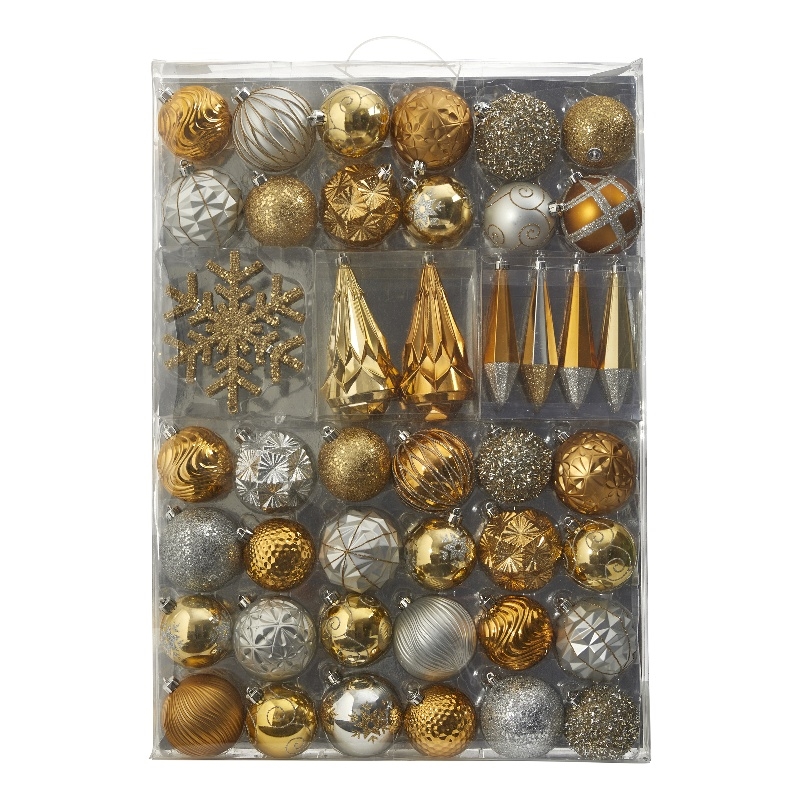 Nearly Natural Holiday Shatterproof 52 Count Christmas Tree Ornament Box Set