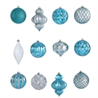 Nearly Natural Holiday Lux Shatterproof 12 Count Christmas Tree Ornament Set
