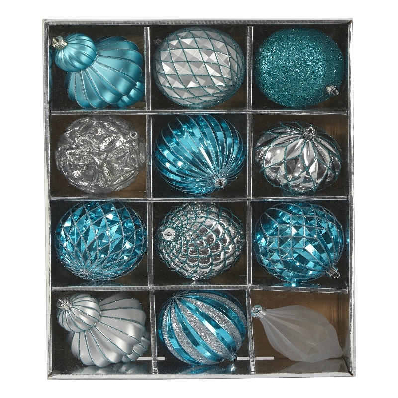 Nearly Natural Holiday Lux Shatterproof 12 Count Christmas Tree Ornament Set