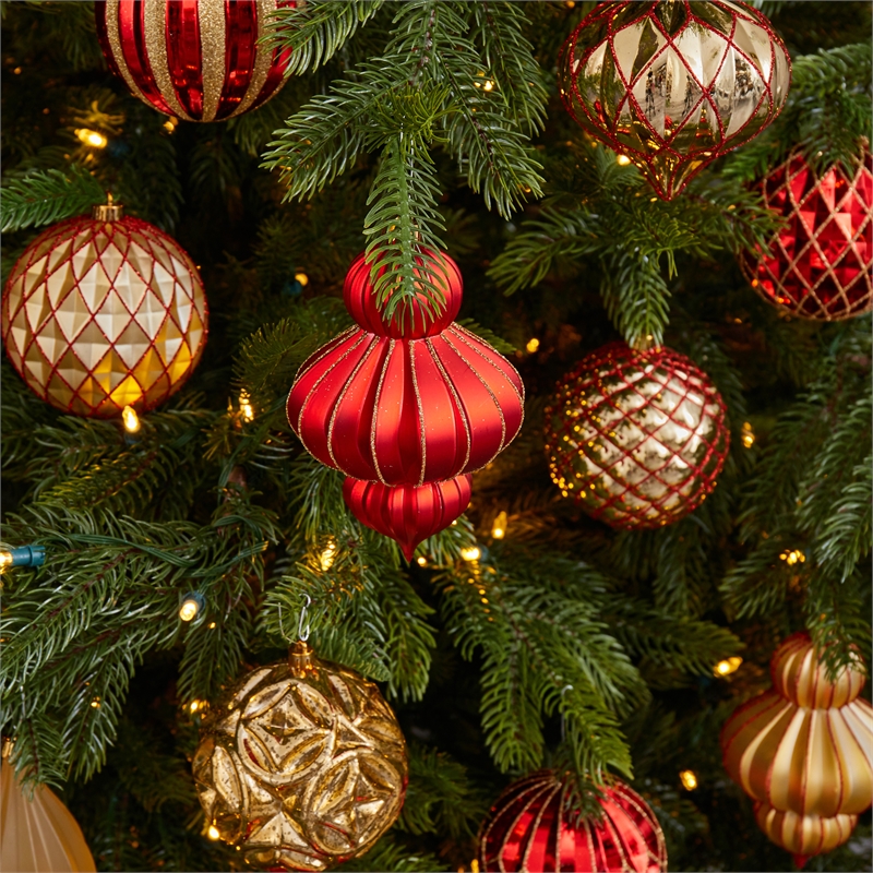 Nearly Natural Holiday Lux Shatterproof 12 Count Christmas Tree Ornament Set
