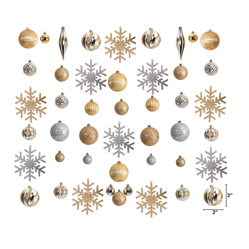 Nearly Natural Holiday Deluxe Shatterproof60 Ct Christmas Tree Ornament Box Set