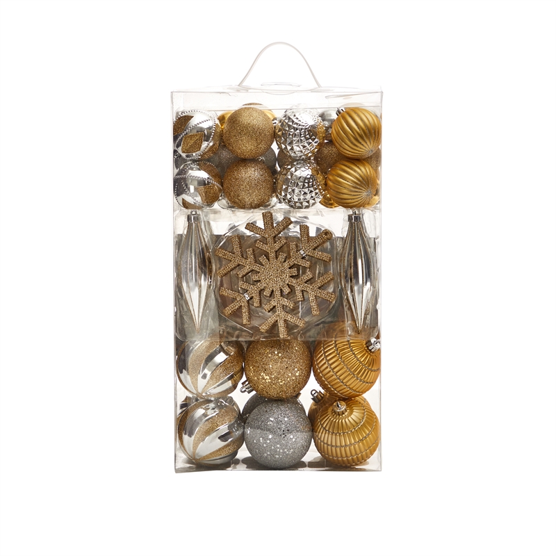 Nearly Natural Holiday Deluxe Shatterproof60 Ct Christmas Tree Ornament Box Set