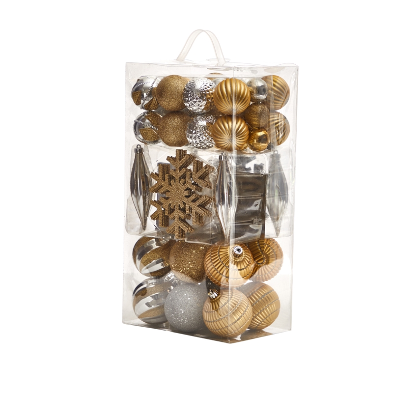 Nearly Natural Holiday Deluxe Shatterproof60 Ct Christmas Tree Ornament Box Set