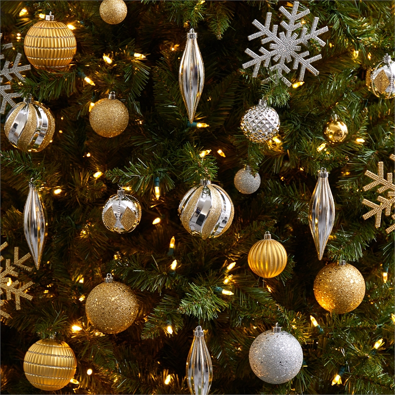 Nearly Natural Holiday Deluxe Shatterproof60 Ct Christmas Tree Ornament Box Set