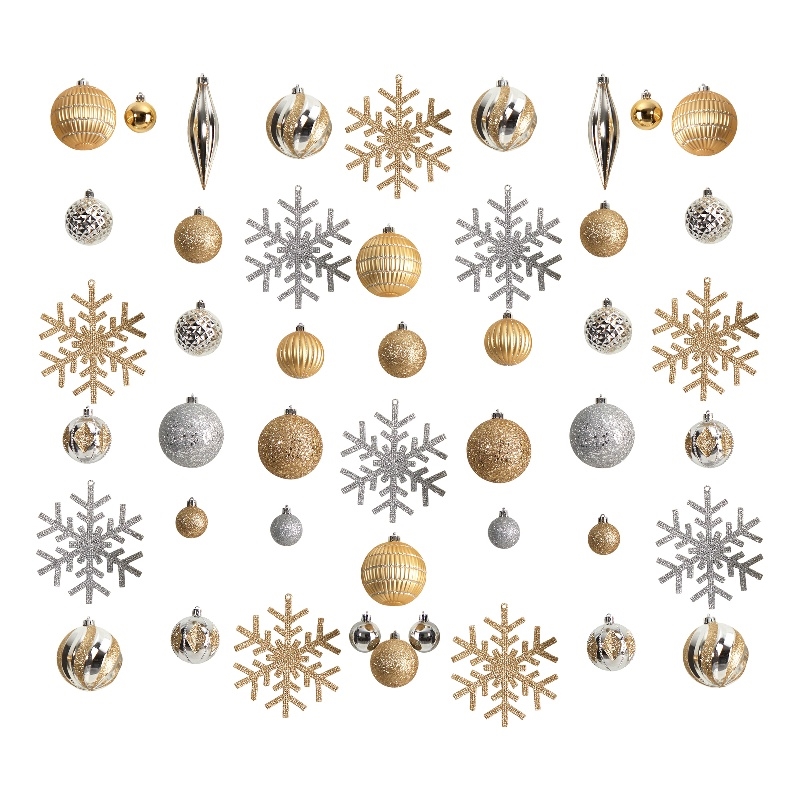Nearly Natural Holiday Deluxe Shatterproof60 Ct Christmas Tree Ornament Box Set