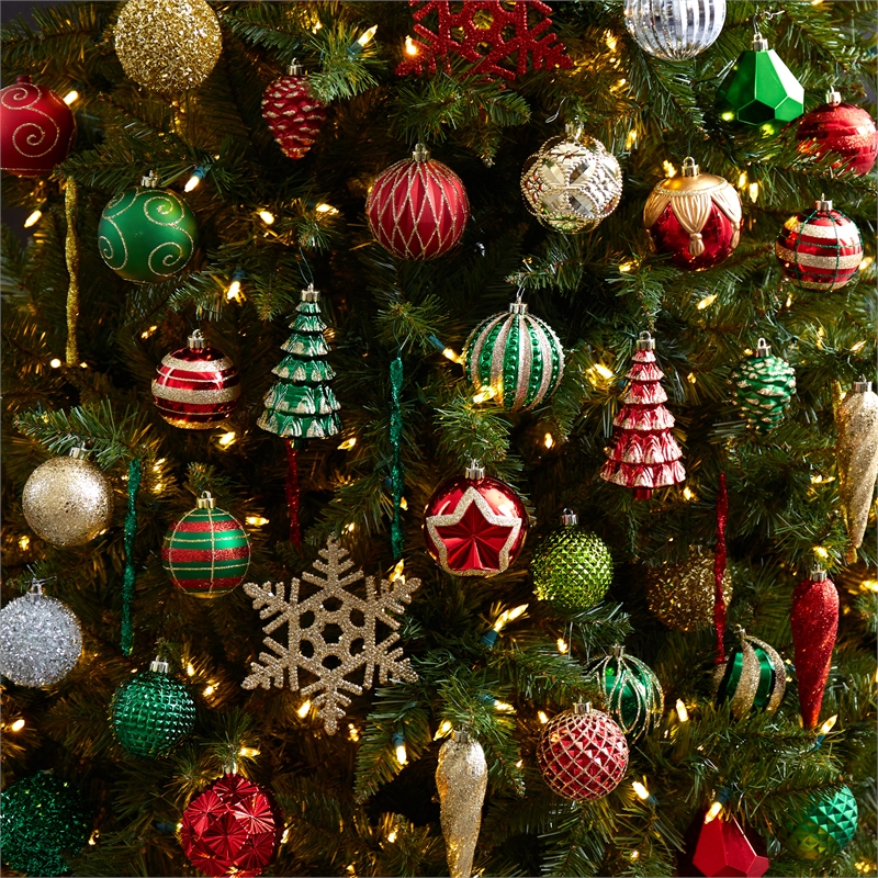 Nearly Natural Holiday Deluxe Shatterproof52 Ct Christmas Tree Ornament Box Set