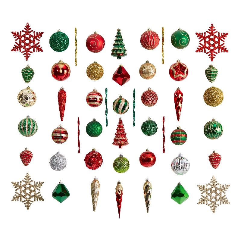 Nearly Natural Holiday Deluxe Shatterproof52 Ct Christmas Tree Ornament Box Set