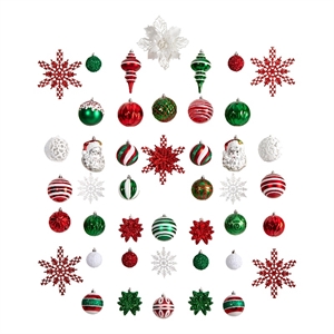 Nearly Natural Holiday Deluxe Shatterproof70 Ct Christmas Tree Ornament Box Set