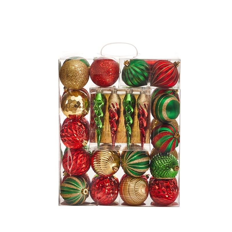 Nearly Natural Holiday Deluxe Shatterproof50 Ct Christmas Tree Ornament Box Set