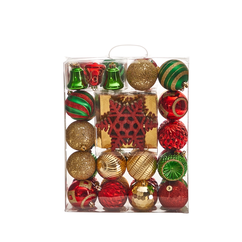 Nearly Natural Holiday Deluxe Shatterproof50 Ct Christmas Tree Ornament Box Set