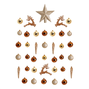 Nearly Natural Holiday Christmas 40 Count 3&quot Lux Shatterproof Ornament Set