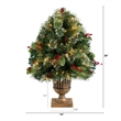 Nearly Natural 3ft Holiday Pre-Lit Snow Tip Greenery Berries & Pinecones Plant