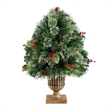 Nearly Natural 3ft Holiday Pre-Lit Snow Tip Greenery Berries & Pinecones Plant