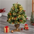 Nearly Natural 3ft Holiday Pre-Lit Snow Tip Greenery Berries & Pinecones Plant