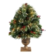 Nearly Natural 3ft Holiday Pre-Lit Snow Tip Greenery Berries & Pinecones Plant