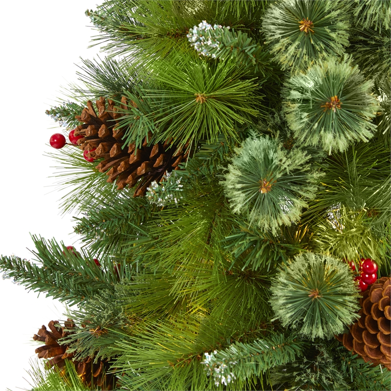Nearly Natural 5ft Montana Mixed Pine Christmas Tree w/ Pine Cones Berries