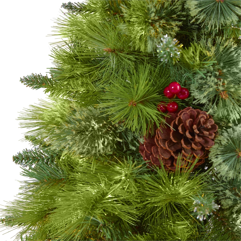 Nearly Natural 6ft Montana Mixed Pine Christmas Tree w/ Pine Cones Berries